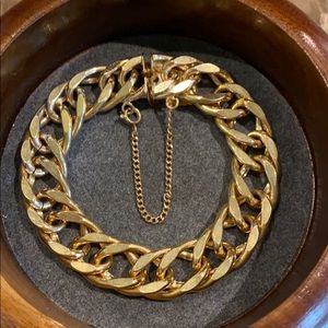 12K gold filled linked bracelet with safety chain